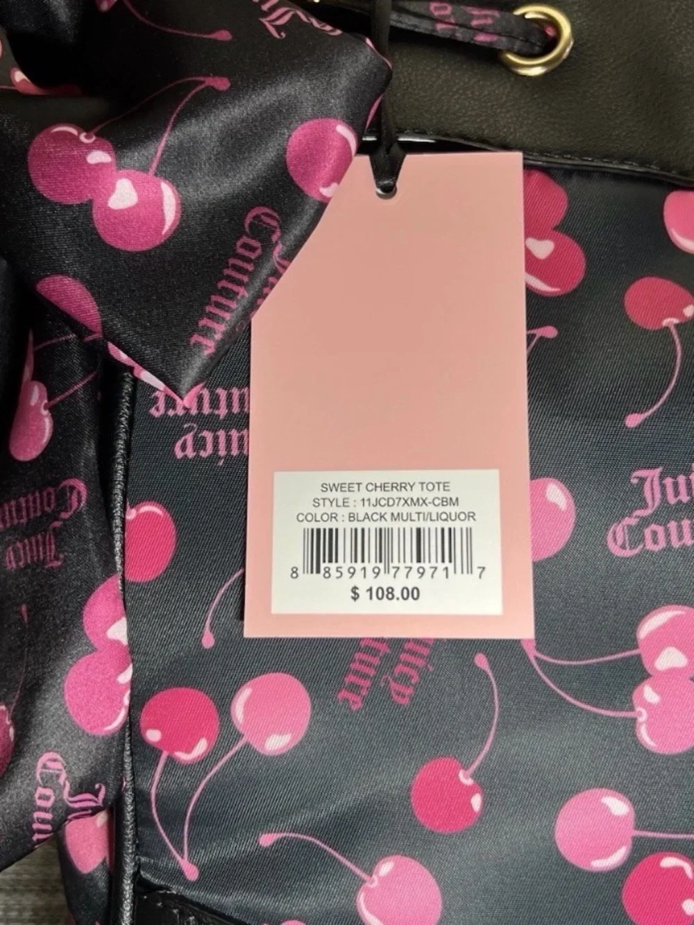 Juicy Couture Black & Pink Cherry Tote Bag daydreamer